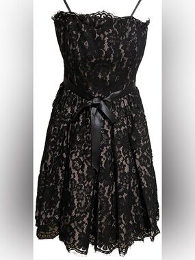 Robert Rodriguez strapless black lace cocktail dress